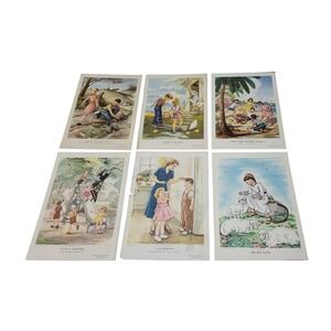 Vintage 1952-1962 Primary Bible Lesson Pictures Religious Educational Art  17x12